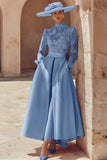 Candy Pink High Neck A Line Long Mother of the Bride Dress with Lace