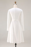Ivory A-Line Satin Midi Engagement Dress