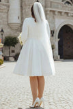 Simple Ivory A-Line Satin Midi Engagement Dress