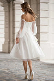 Ivory Off the Shoulder A-Line Polka Dots Engagement Dress