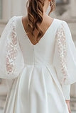 Ivory A-Line V-Neck Mini Satin Engagement Dress