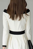Black White Off the Shouder Sheath Midi Work Dress