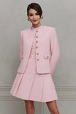 Pink A Line 2-Piece Long Sleeve Work Dress