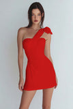 One Shoulder Bodycon Ruched Little White Dress