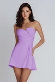 Strapless Bodycon Ruched Little White Dress
