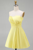 Strapless Bodycon Ruched Little White Dress