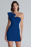 Ruched One Shoulder Bodycon Little White Dress