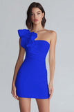 Ruched One Shoulder Bodycon Little White Dress