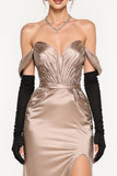 Champagne Sheath Satin Off The Shoulder Pageant Dress
