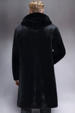 Black Faux Fur Hooded Long Men's Coat