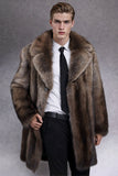 Camel Notched Lapel Thick Faux Fur Long Men's Coat