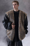 Coffee Faux Fur Reversible Men's Coat