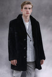 Black and White Shawl Lapel Faux Fur Leopard Men's Coat