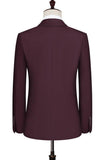 Dark Red Notched Lapel 2-piece Men Suits