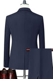 Black Singel Breasted Notched Lapel 3-Piece Men Suits