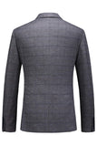 Men's Dark Blue Plaid Notched Lapel 3 Pieces Prom Suits