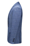 Men's Dark Blue Plaid Notched Lapel 3 Pieces Prom Suits