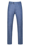 Men's Dark Blue Plaid Notched Lapel 3 Pieces Prom Suits