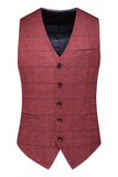 Men's Dark Blue Plaid Notched Lapel 3 Pieces Prom Suits