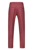 Men's Dark Blue Plaid Notched Lapel 3 Pieces Prom Suits