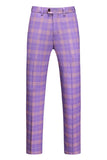 Men's Violet Striped Notched Lapel 3 Pieces Prom Suits