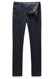 Men's Grey Green Striped Peaked Lapel 3 Pieces Prom Suits