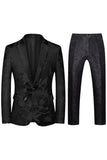 Notched Lapel Single Breasted Jacquard 2 Piece Purple Men's Prom Suits