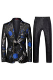Notched Lapel Single Breasted Jacquard 2 Piece Purple Men's Prom Suits