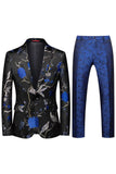 Notched Lapel Single Breasted Jacquard 2 Piece Purple Men's Prom Suits