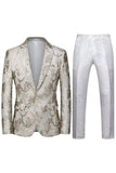 Notched Lapel Single Breasted Jacquard 2 Piece Purple Men's Prom Suits