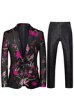 Notched Lapel Single Breasted Jacquard 2 Piece Purple Men's Prom Suits