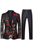 Notched Lapel Single Breasted Jacquard 2 Piece Purple Men's Prom Suits