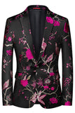 Blue Notched Lapel 3 Piece Jacquard Men's Prom Suits