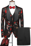 Purple Shawl Lapel Jacquard 3 Piece Men's Prom Suits