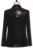 Black Sequins 2 Piece Peak Lapel Men's Prom Suits
