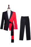 Black and Red 2 Piece Peak Lapel Men's Suit with Sash