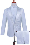 2 Piece Peak Lapel One Button Black Men's Suit with Beading