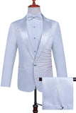2 Piece Peak Lapel One Button Black Men's Suit with Beading