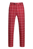 Red Striped Peaked lapel 3 Pieces Men's Prom Suits