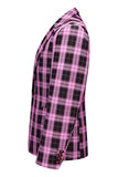 Red Vintage Notched Lapel Striped Prom Blazer
