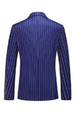 Blue Peak Lapel Striped 2-piece Men Suits