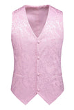 Pink Print Peak Lapel 3-Piece Men Prom Suits