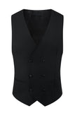 Black Peak Lapel Beaded 3-Piece Men Suits