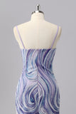 Sparkly Lilac Bodycon Beaded Cocktail Dress with Sequins