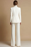 White 2 Piece Shawl Lapel Long Sleeves Business Suits with Pockets