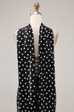 Black White Dots Mermaid Satin Prom Dress with a Neck Scarf