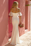 Ivory Off the Shoulder Mermaid Ruffled Wedding Dress