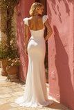 Ivory Mermaid Ruffled Wedding Dress with Slit