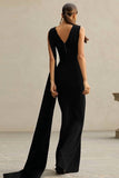 Black Mermaid Crepe Long Formal Dress