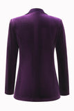 2 Piece Plum Velvet Peak Lapel Single Breasted Women's Suits